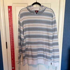Quiksilver Blue and White Patterned Hoodie
